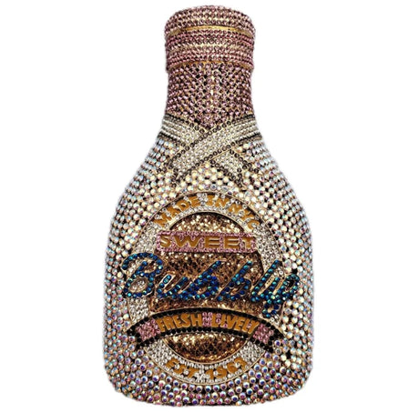 Party Cheers Bottle Gems Evening Bridal Crystal Clutch Purse