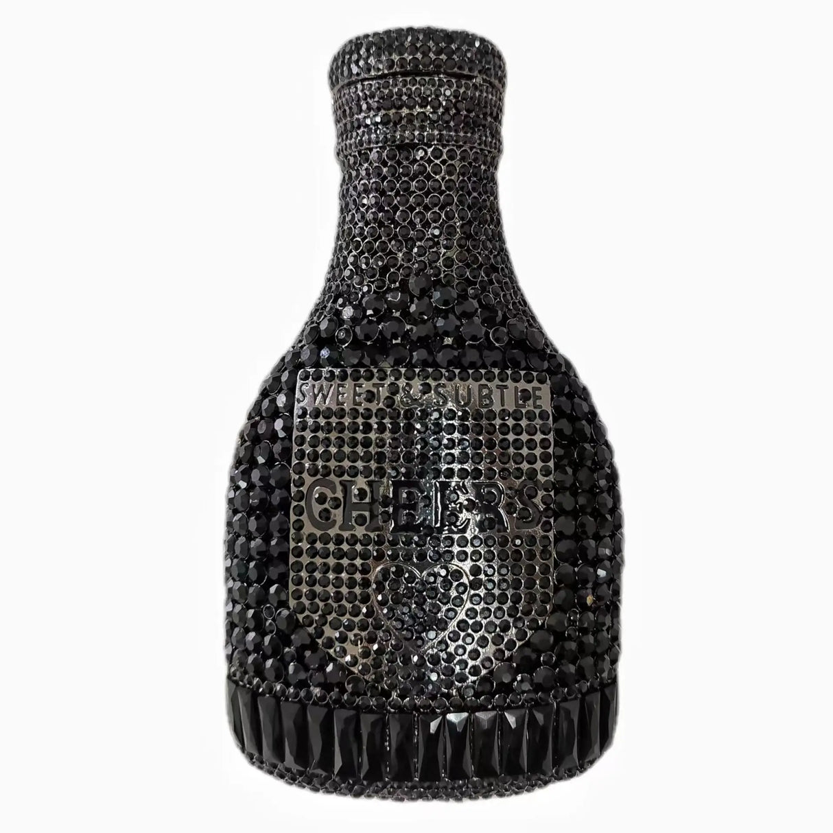 Black Party Cheers Bottle Gems Evening Bridal Crystal Clutch Purse
