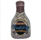 White Party Cheers Bottle Gems Evening Bridal Crystal Clutch Purse