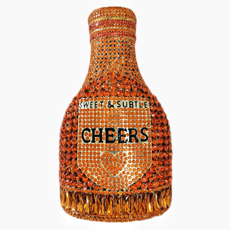 Orange Party Cheers Bottle Gems Evening Bridal Crystal Clutch Purse