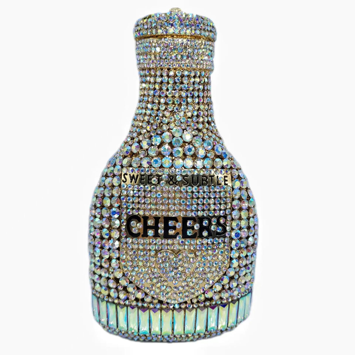 Blue Party Cheers Bottle Gems Evening Bridal Crystal Clutch Purse