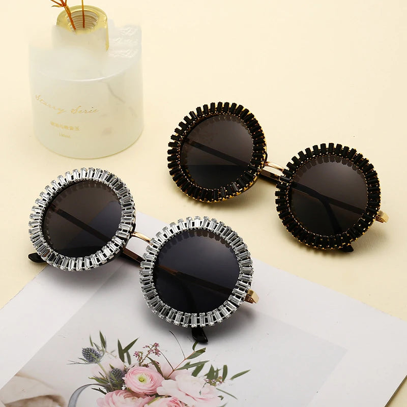 Party Travel Round Diamond Sunglasses