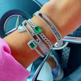 model using Paved 5A Cubic Zirconia Bangle Bracelets
