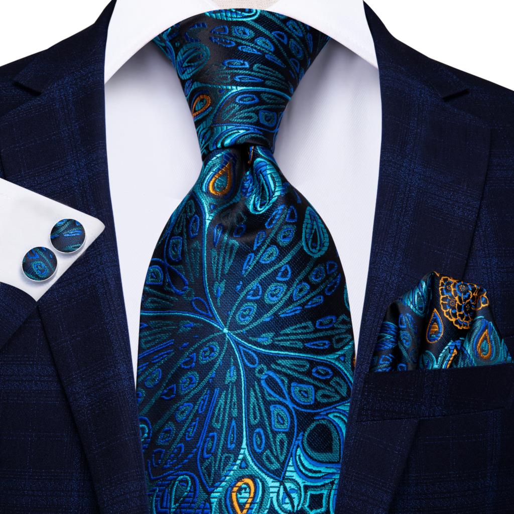 Peacock Pattern Silk Tie