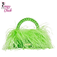 Pearl Bead With Ostrich Feather Fur Handbag Sassy Chick Logo