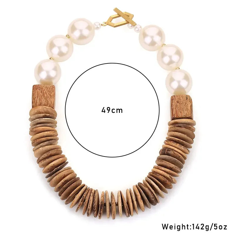 Size of Pearls And Coconut Shell Handmade Necklace