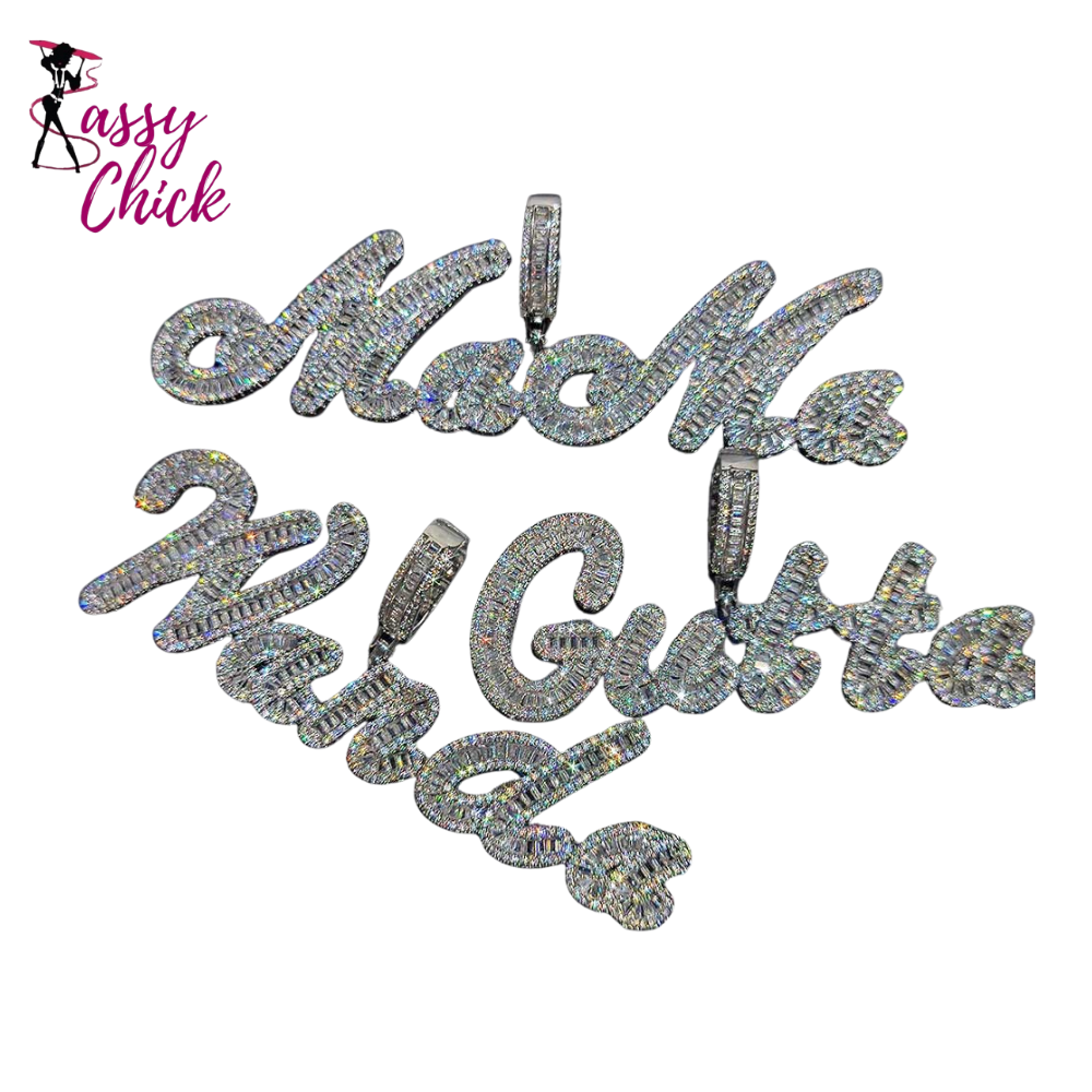 Personalized Bling Zircon Name Letter Pendant Sassy Chick Logo