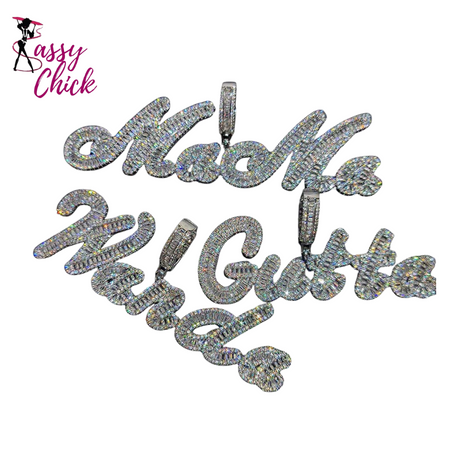 Personalized Bling Zircon Name Letter Pendant Sassy Chick Logo