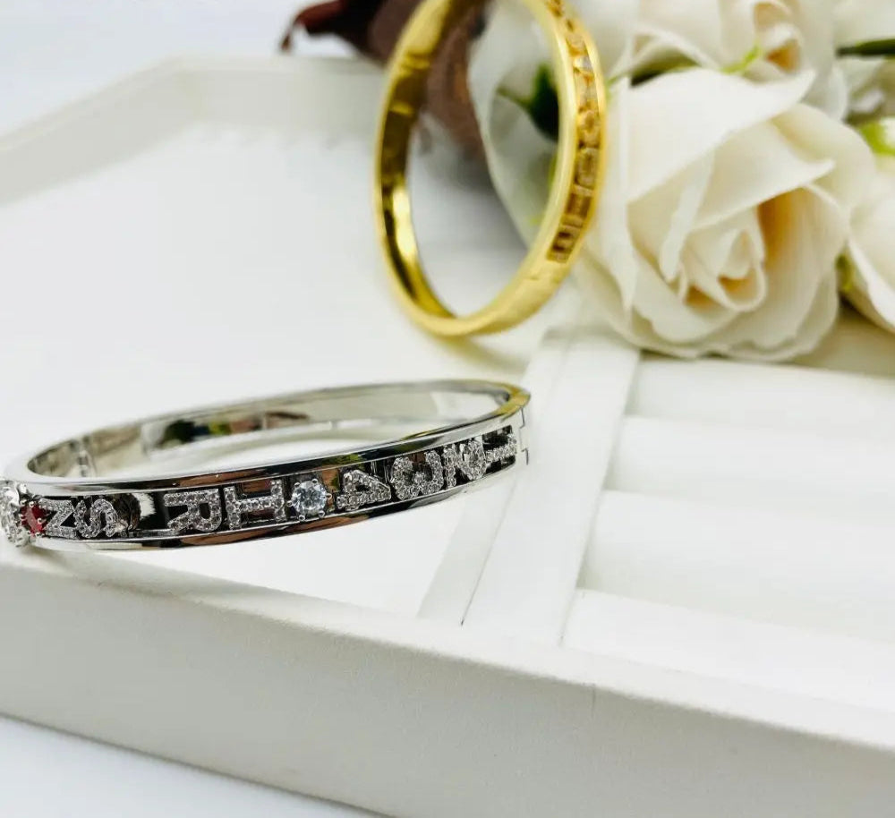 Silver Personalized Charms Slide Bangle