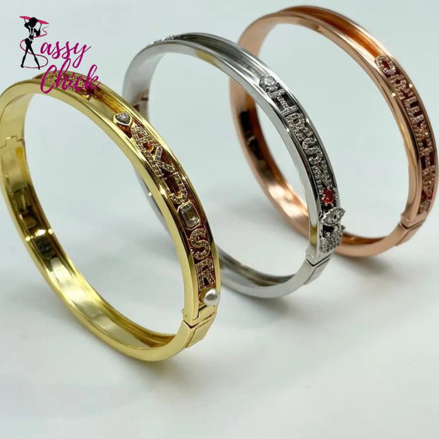 Personalized Charms Slide Bangle Sassy Chick Logo