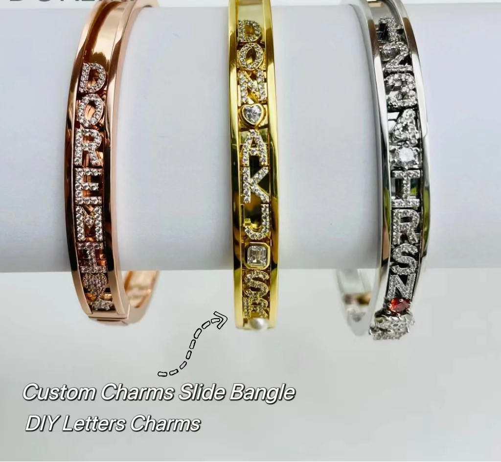 collections of Personalized Charms Slide Bangle