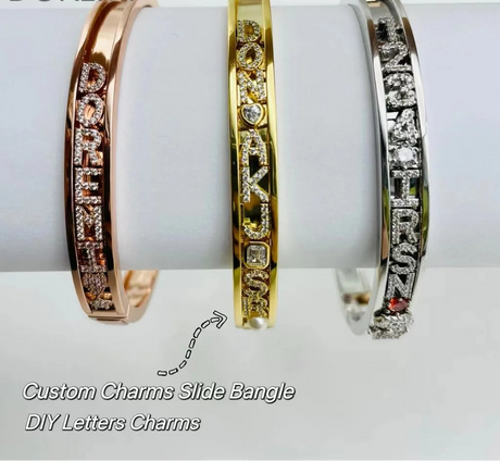 collections of Personalized Charms Slide Bangle