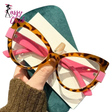 Personalized Color-blocked Cat Eyes Travel Beach Eyeglasses Sassy Chick Logo