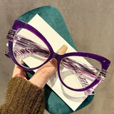 Purple Personalized Color-blocked Cat Eyes Travel Beach Eyeglasses