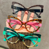 Collection of Personalized Color-blocked Cat Eyes Travel Beach Eyeglasses
