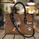 Personalized Name Cute Dogs Print Leather Handbag