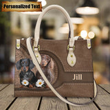 brown bag dog printed white strap bag