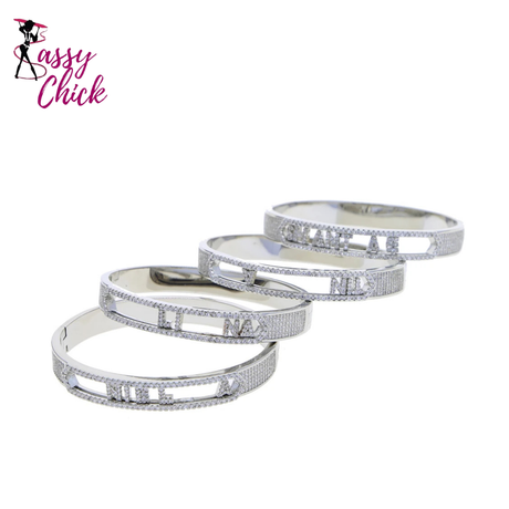 Personalized Name Paved 5A Cubic Zirconia Customize Bracelet Sassy Chick Logo