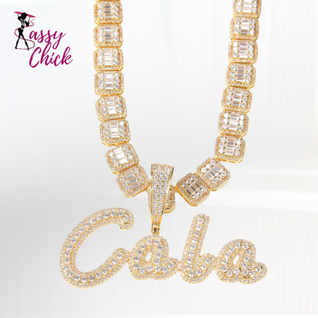 Personalized Name Plate Necklace Hip hop Jewelry Sassy Chick Logo