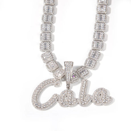 Silver Personalized Name Plate Necklace Hip hop Jewelry