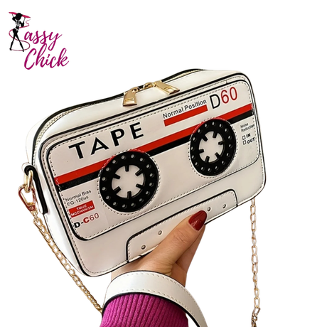 Personalized Tape Audio Tape PU Crossbody Bag Sassy Chick Logo