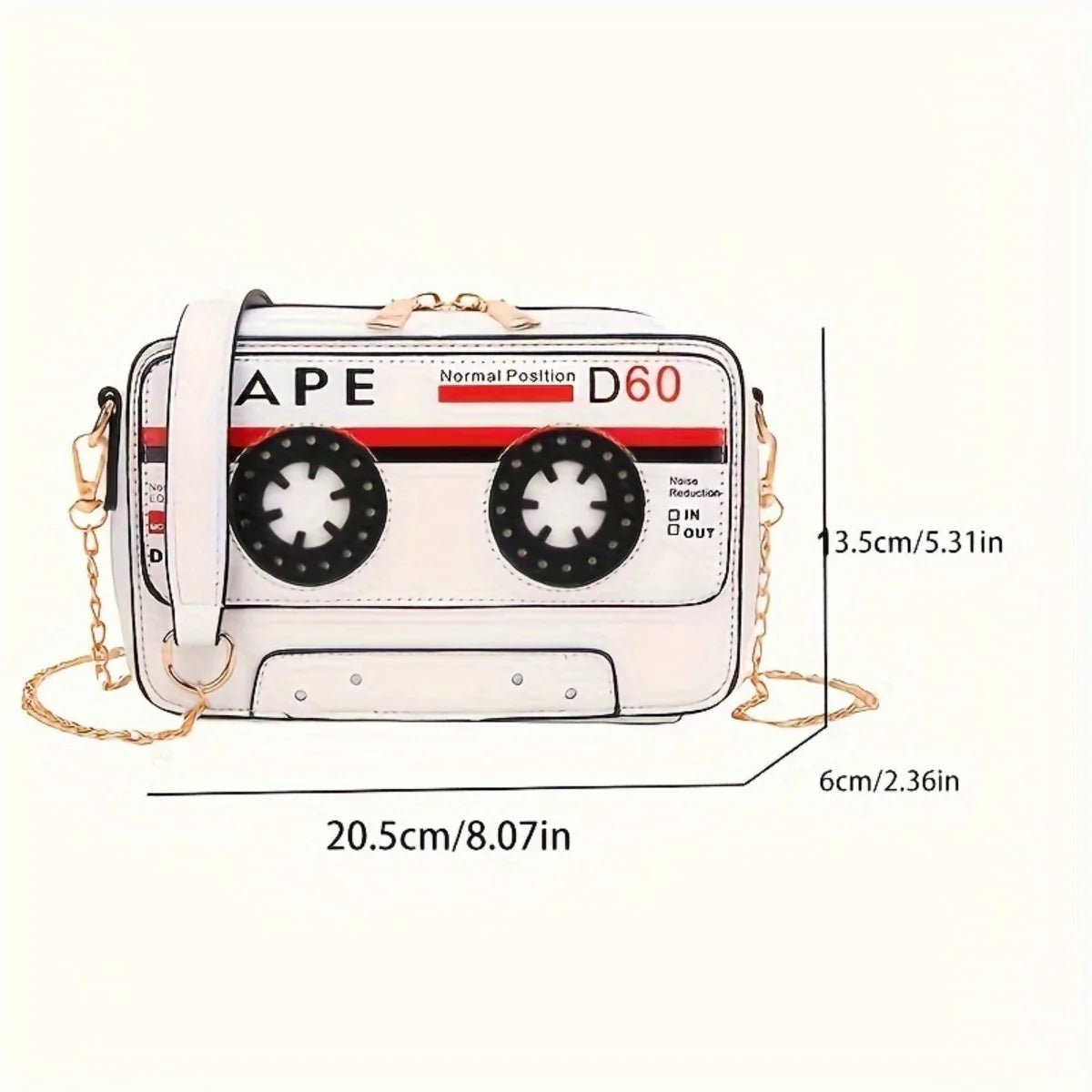 Size of Personalized Tape Audio Tape PU Crossbody Bag