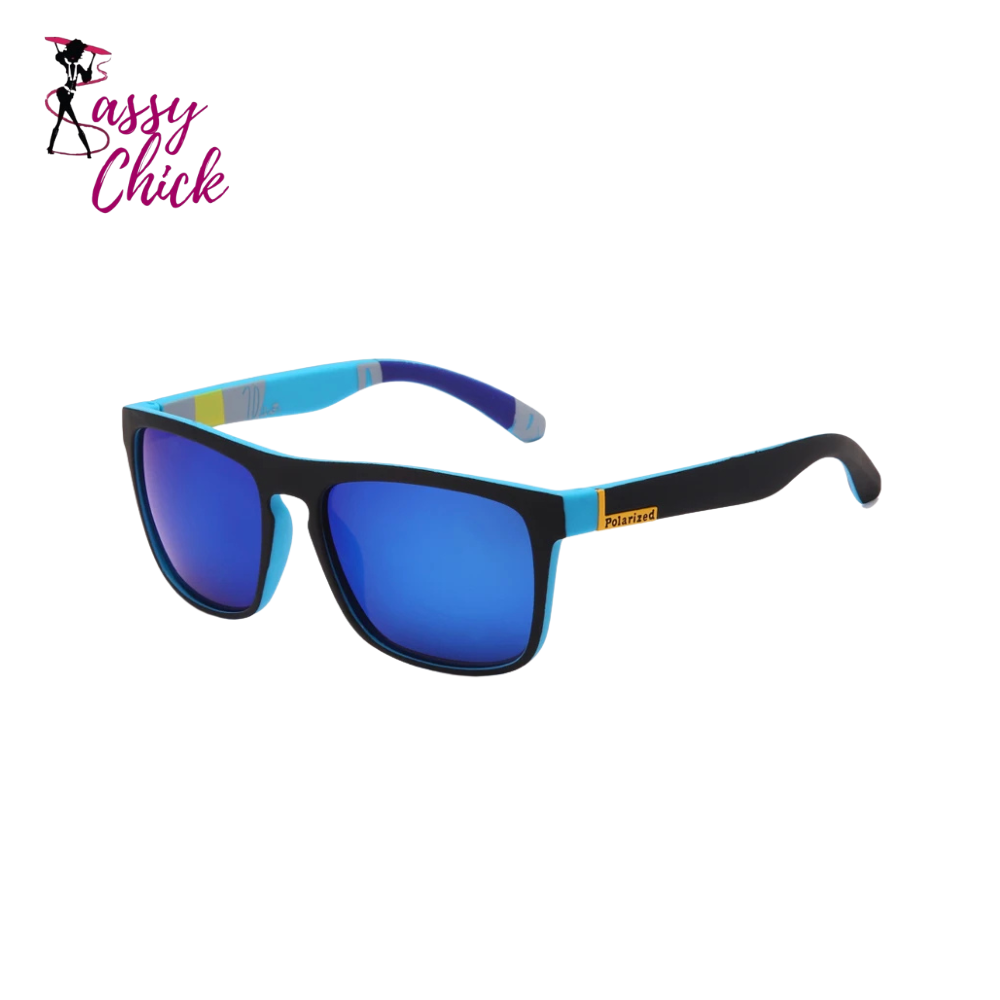 black blue photochromic sunglasses sassy chick logo