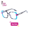 photochromic square splicing color frame reading glasses Sassy Chick Logo