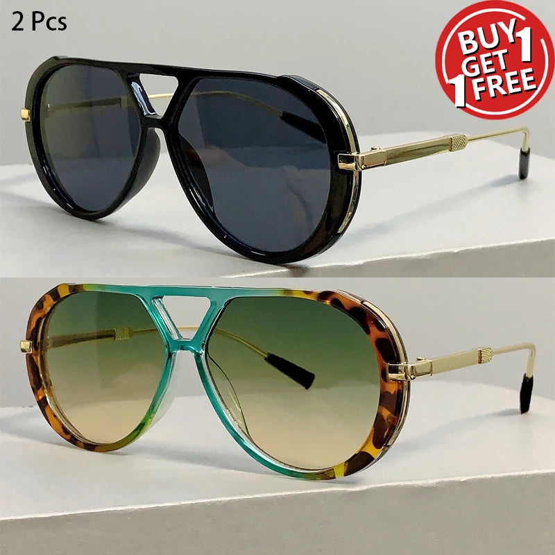 Pilot Double Bridge Gradient Multi-color Casual Shades Sunglasses