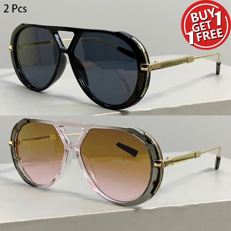 Pilot Double Bridge Gradient Multi-color Casual Shades Sunglasses