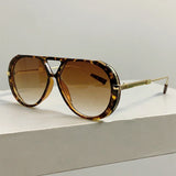Leopard Pilot Double Bridge Gradient Multi-color Casual Shades Sunglasses