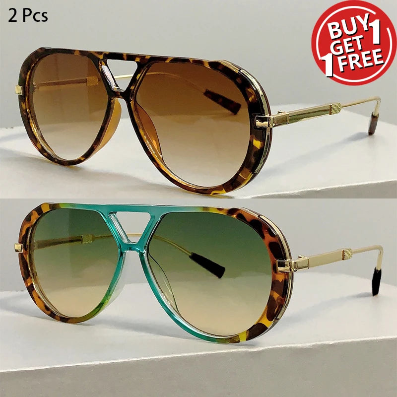 Pilot Double Bridge Gradient Multi-color Casual Shades Sunglasses