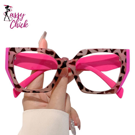 Pink Elegant Cat Eye Glasses Sassy  Chick Logo