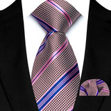 Pink Floral Jacquard Hanky Pocket Square Necktie Set