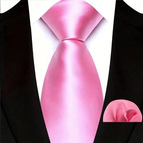 Pink Floral Jacquard Hanky Pocket Square Necktie Set