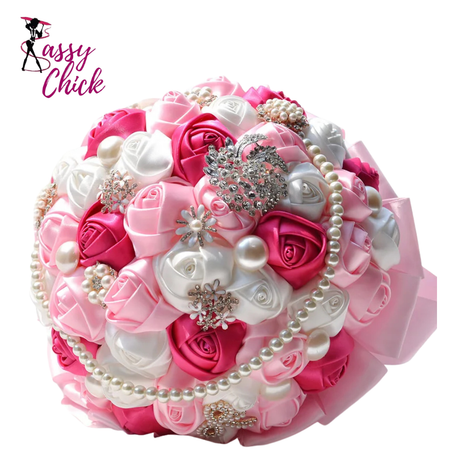 Pink Handmade Bridal Wedding Flowers Bouquet Sassy Chick Logo