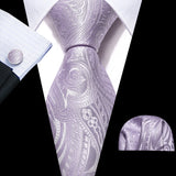 Pink Jacquard Peach Silk Pocket Square Cufflinks Set Necktie