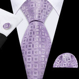 Pink Jacquard Peach Silk Pocket Square Cufflinks Set Necktie