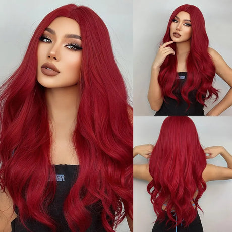 Red Long Wavy Synthetic Heat Resistant Wig