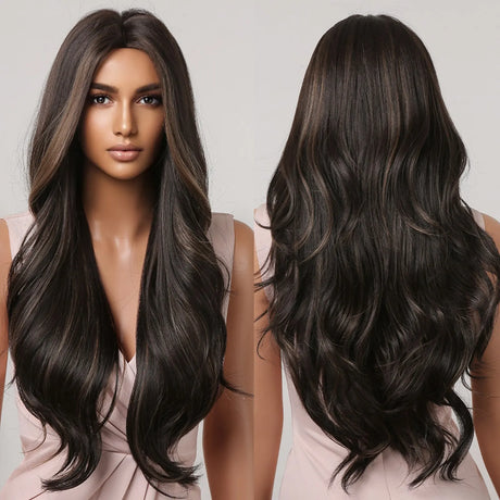 Black Long Wavy Synthetic Heat Resistant Wig