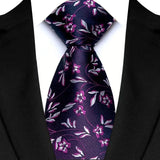 Purple Plaid & Checks Stripes Woven Jacquard Necktie