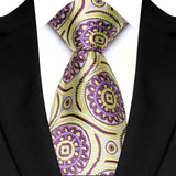 Yellow Plaid & Checks Stripes Woven Jacquard Necktie
