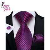 Plaid Men Tie Set Sassy Chick Logo