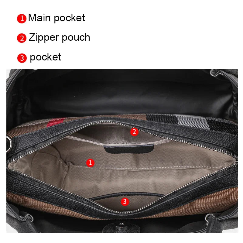 Compartment of Plaid Pattern Large Capacity Handbag