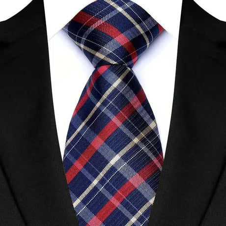 Blue Plaid Stripes Floral 8CM  Jacquard Woven Necktie