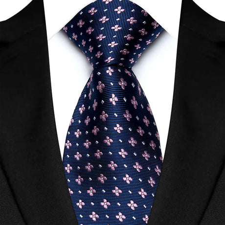 Blue Plaid Stripes Floral 8CM  Jacquard Woven Necktie