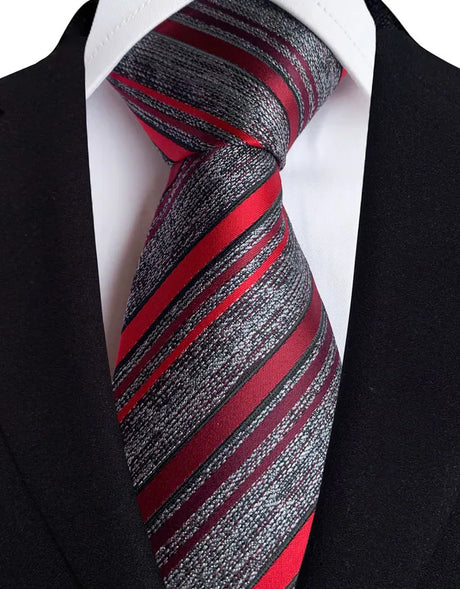 Red Plaid Stripes Floral 8CM  Jacquard Woven Necktie