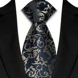Black Plaid Stripes Floral 8CM  Jacquard Woven Necktie