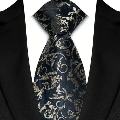 Black Plaid Stripes Floral 8CM  Jacquard Woven Necktie