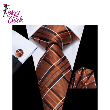 Plum Color Plaids Handkerchief Cufflinks Necktie Sassy Chick Logo